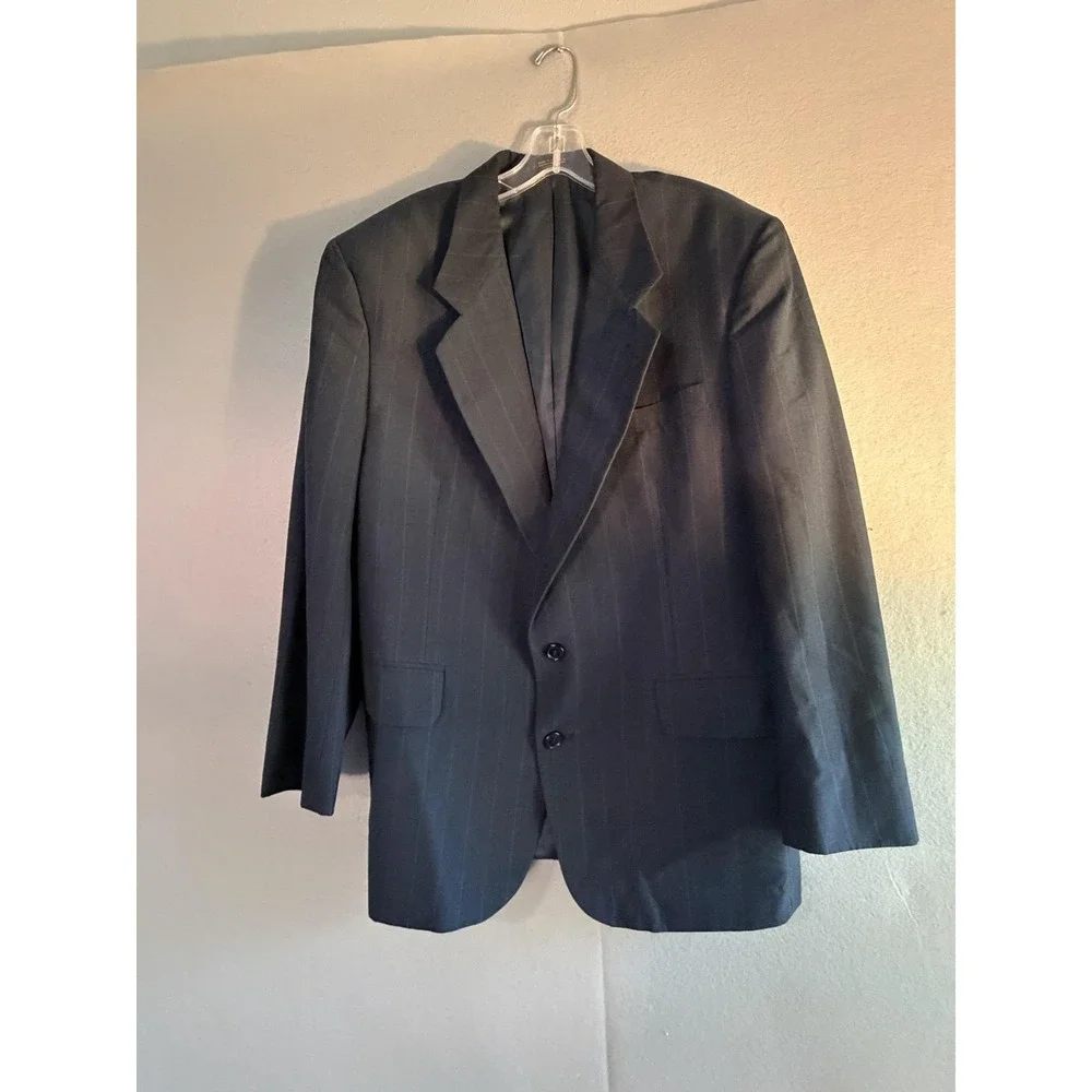 Oscar De La Renta Suit Mens 40 35x30 Gray Wool 2 Piece Jacket Pants Formal